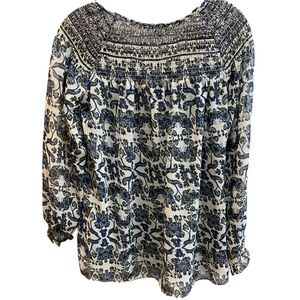 Zac & Rachel Smocked Peasant Blouse Top Boho Chic Floral Versatile